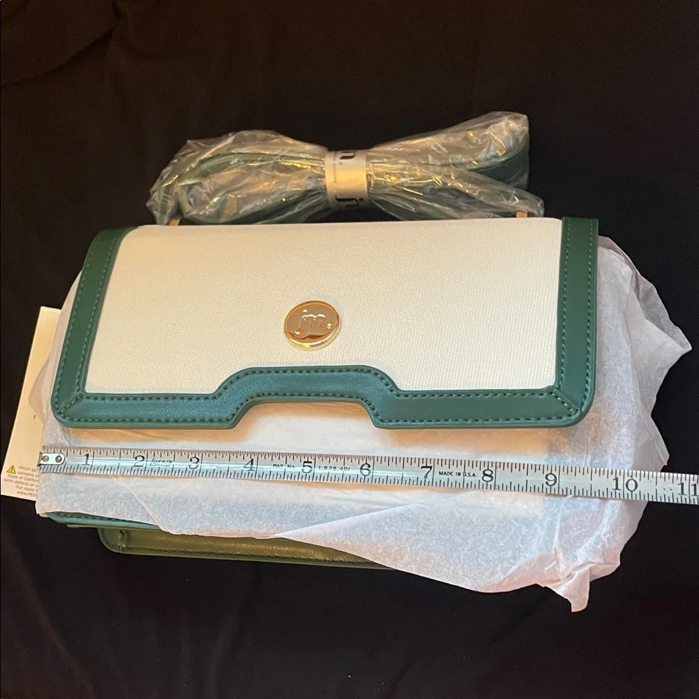 NWOT Jessica Moore Cream & Green Crossbody Bag - Picture 8 of 9